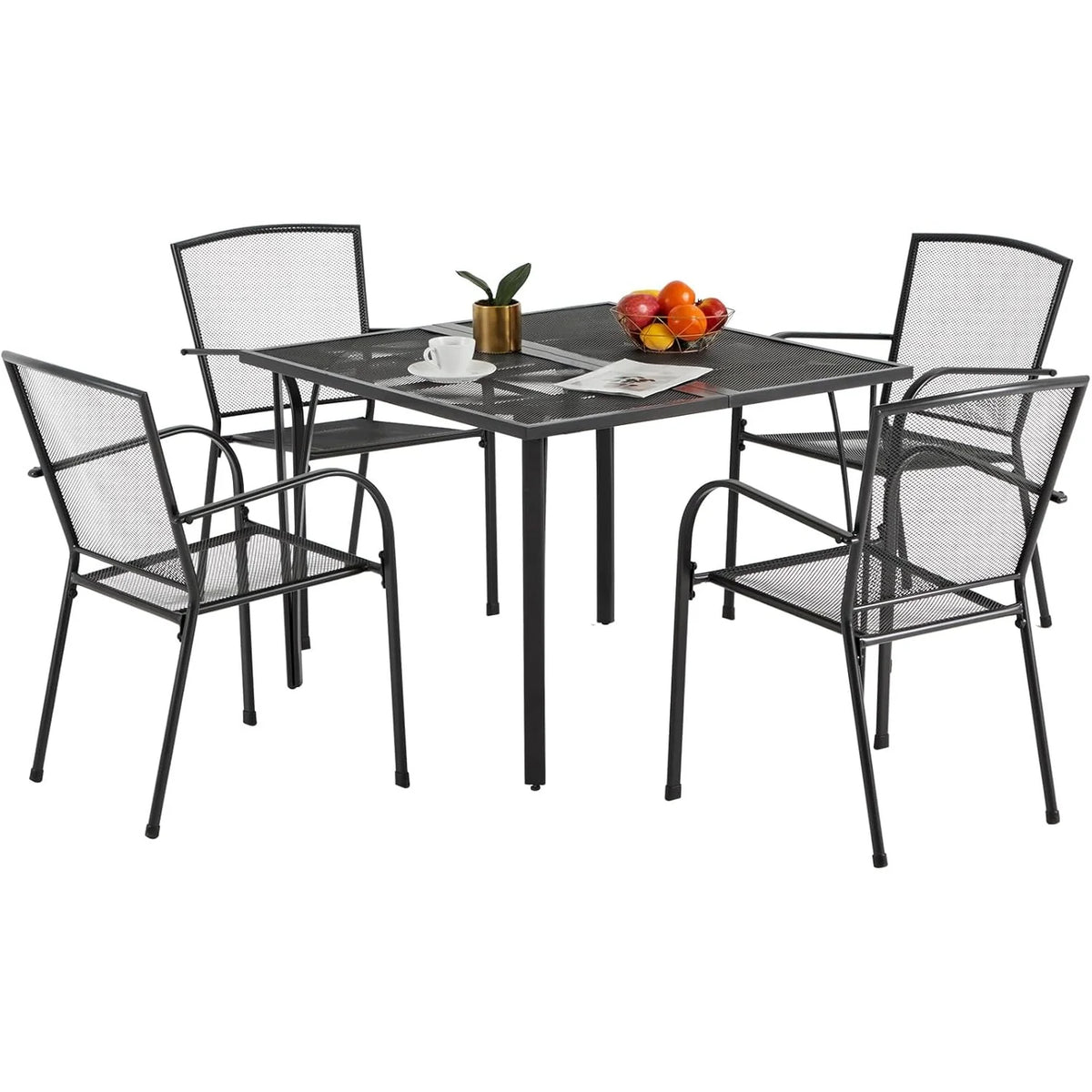 AECOJOY 39.4" Outdoor Patio Dining Table for 4, Metal Patio Table with 1.6" Umbrella Hole - Product image 9