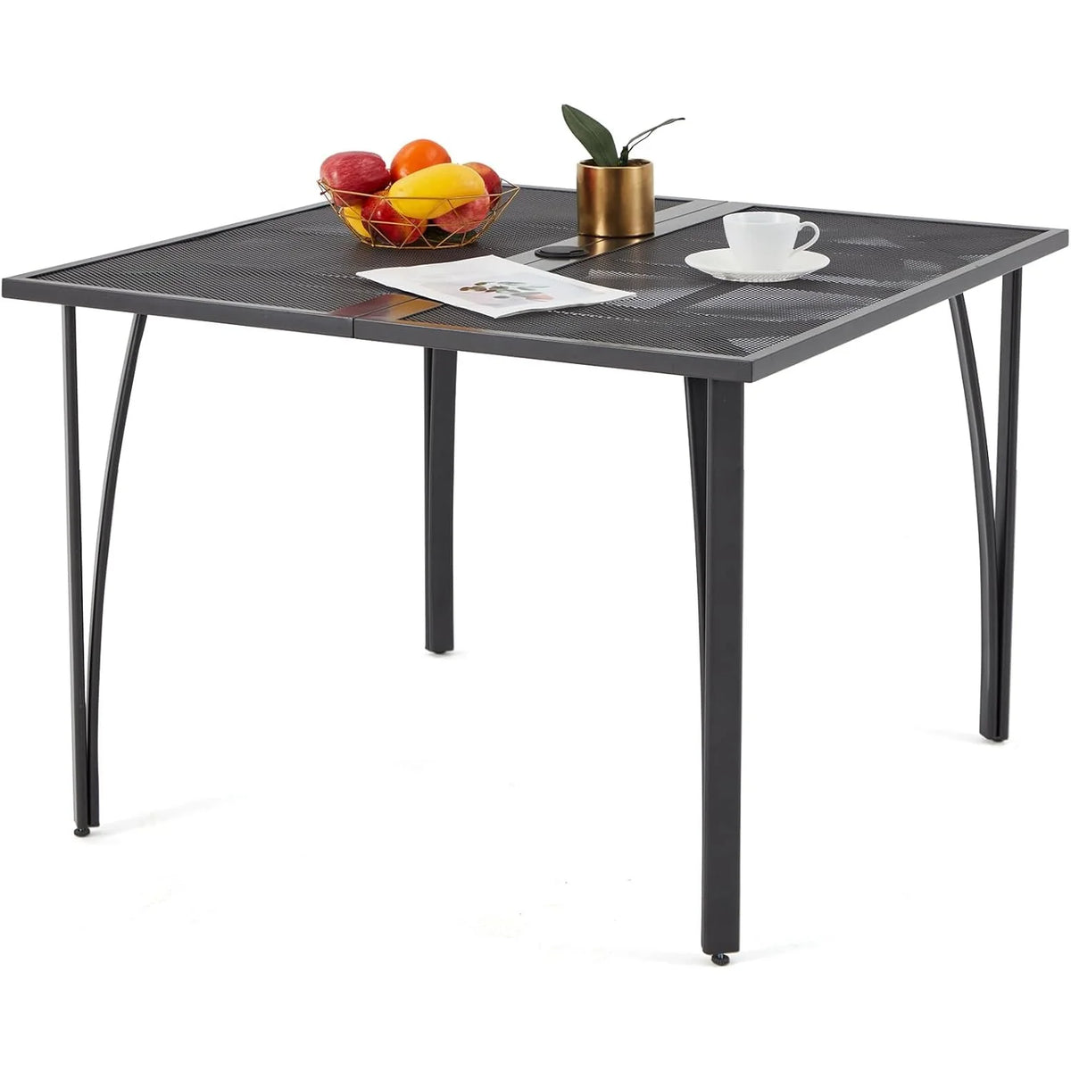 AECOJOY 39.4" Outdoor Patio Dining Table for 4, Metal Patio Table with 1.6" Umbrella Hole - Product image 8