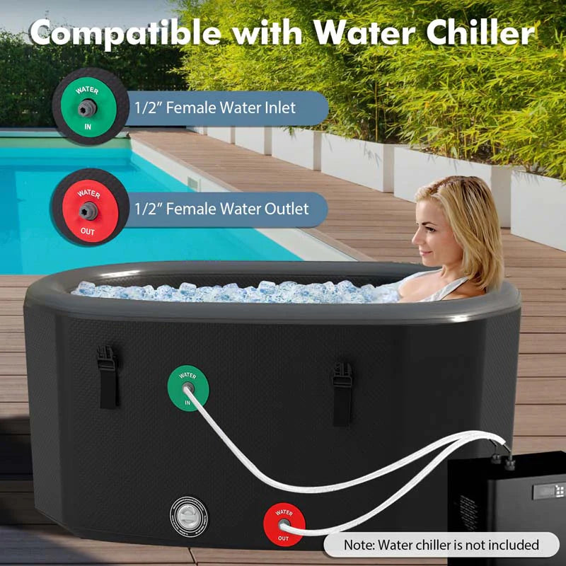 XL 129 Gal Oval Ice Bath Tub with Cover, Portable Inflatable Cold Plunge Tub with Backpack & Pump - Product image 12