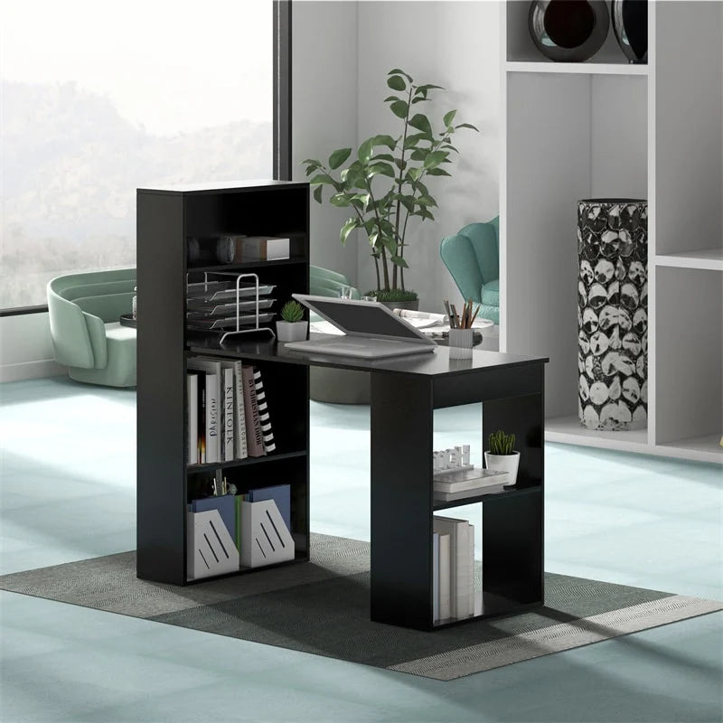 48" Computer Desk with 6-Tier Storage Shelves, 3-in-1 Reversible Writing Desk w/ Bookshelf & CPU Stand - Product image 20