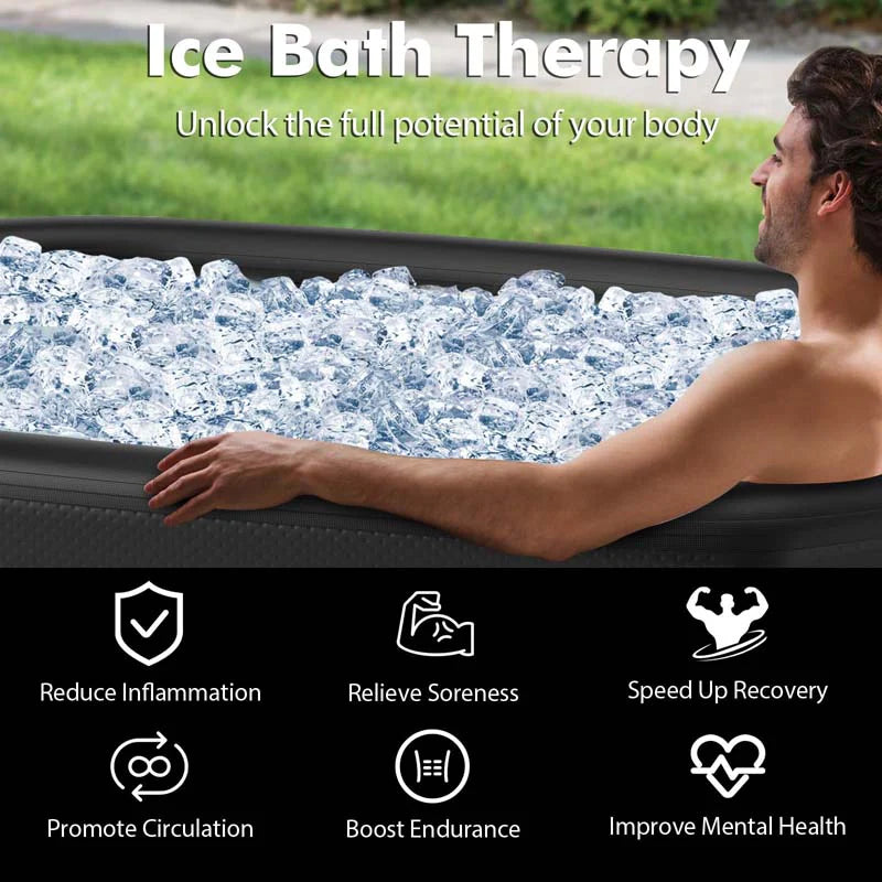 XL 129 Gal Oval Ice Bath Tub with Cover, Portable Inflatable Cold Plunge Tub with Backpack & Pump - Product image 7