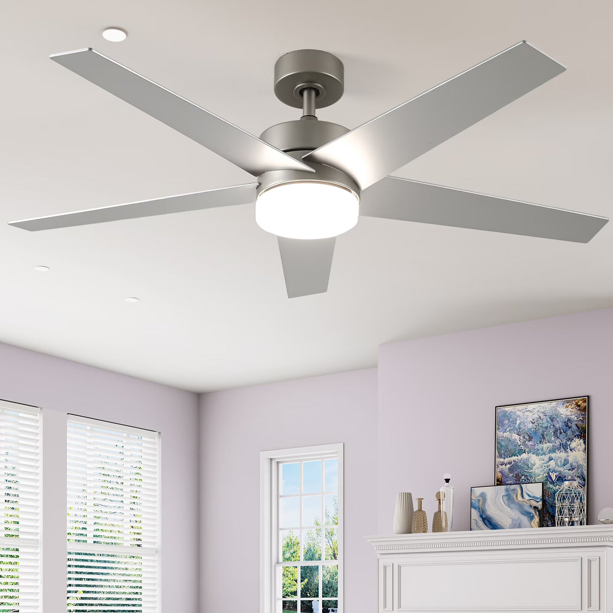 Uforic 52" Modern Ceiling Fan with Lights and Remote Control, 5 - Blade Ceiling Fan with Dimmable Tri - Product image 1