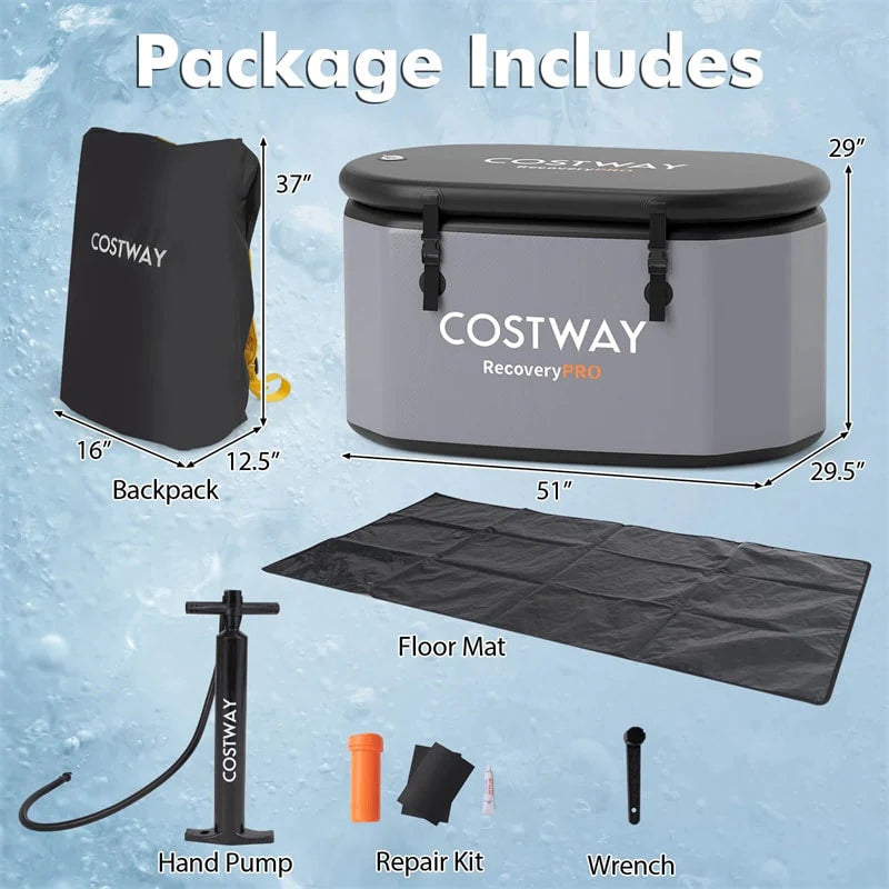 XL 129 Gal Oval Ice Bath Tub with Cover, Portable Inflatable Cold Plunge Tub with Backpack & Pump - Product image 22