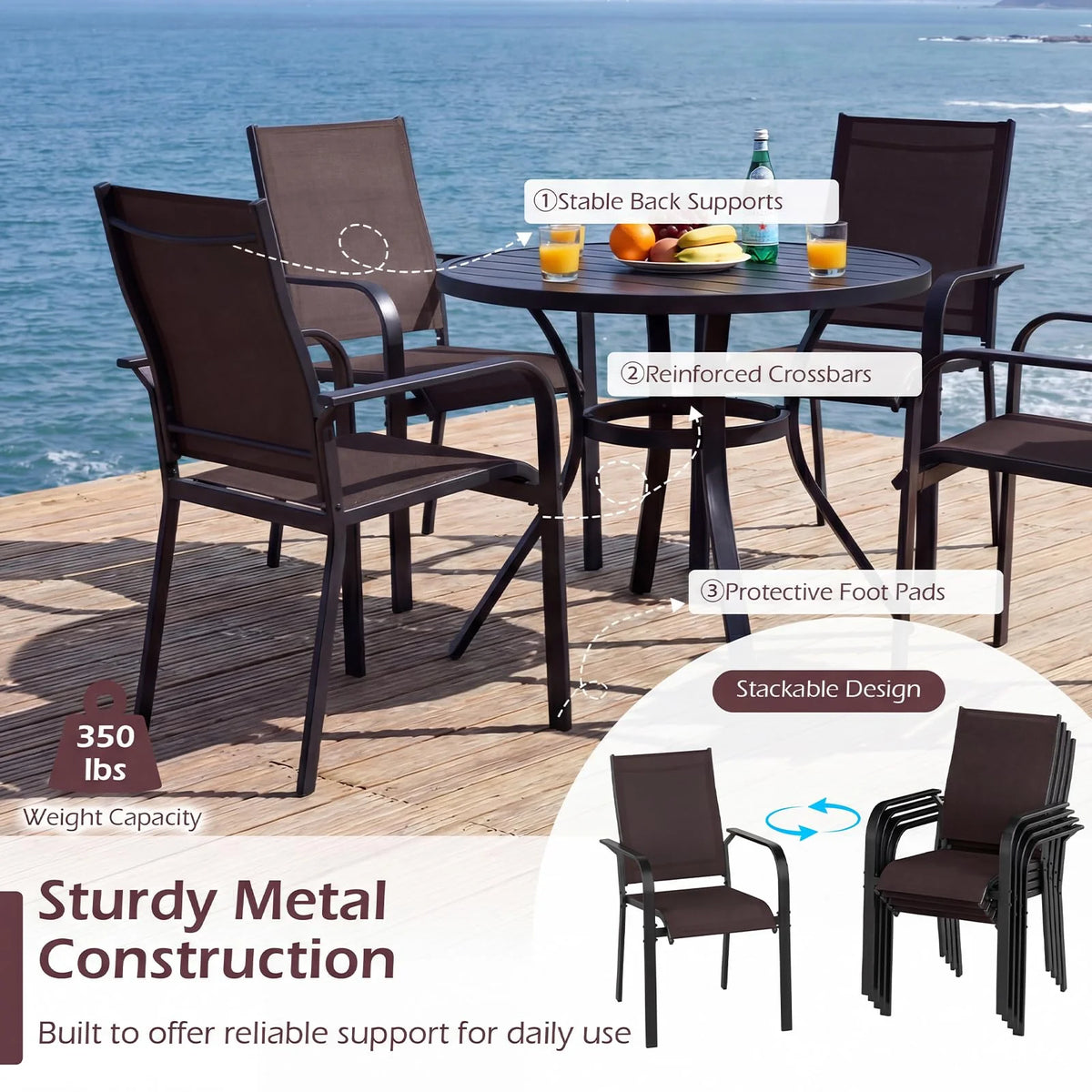 Tangkula 5 Pieces Patio Dining Set for 4 with Umbrella Hole - Product image 7