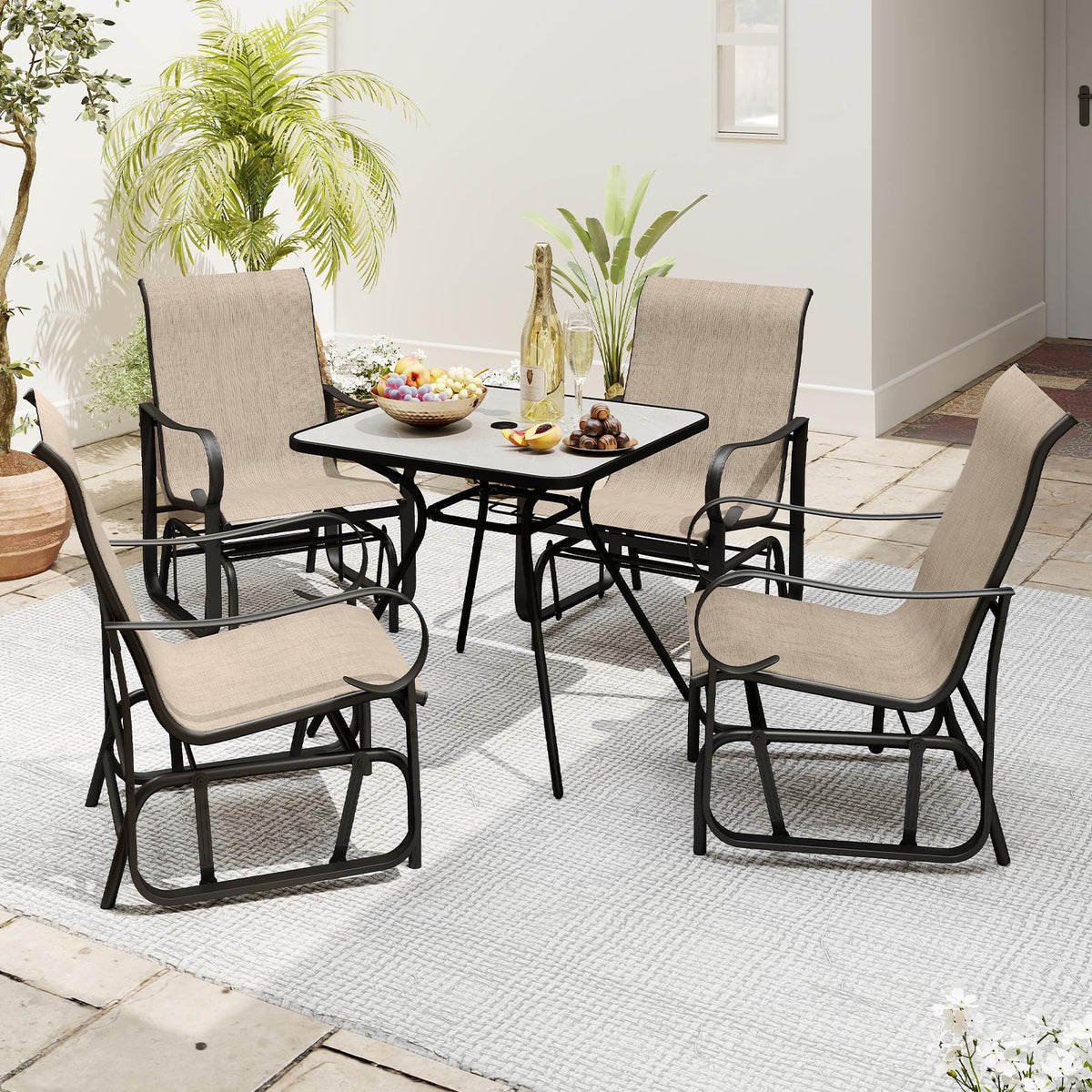 Tangkula Outdoor Glider Chairs Set of 2/4 with High Backrest Breathable Mesh Fabric and Metal Frame - Product image 9