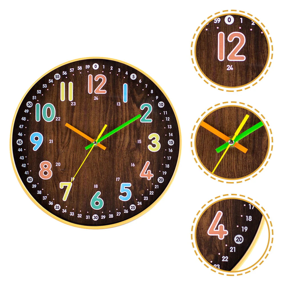 HOMEMAXS Kids Bedroom Wall Clock Simple Mute Wooden Clock Round Wall Decor Precise Wall Clock - Product image 6