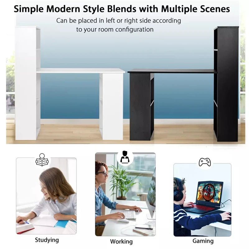 48" Computer Desk with 6-Tier Storage Shelves, 3-in-1 Reversible Writing Desk w/ Bookshelf & CPU Stand - Product image 9