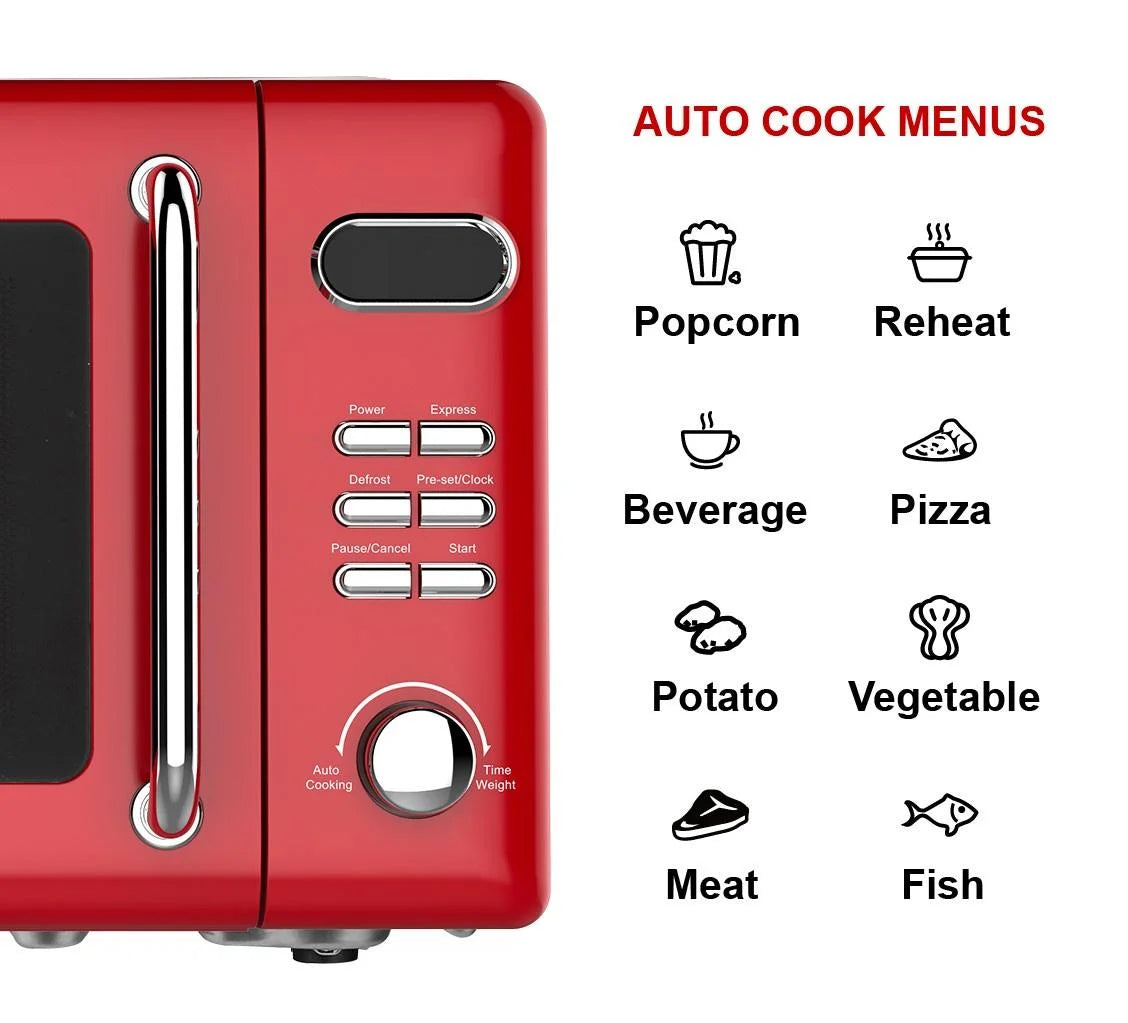 Emerson 0.7 cu ft, 700W Red Retro Countertop Microwave Oven, MWR7020RD - Product image 6
