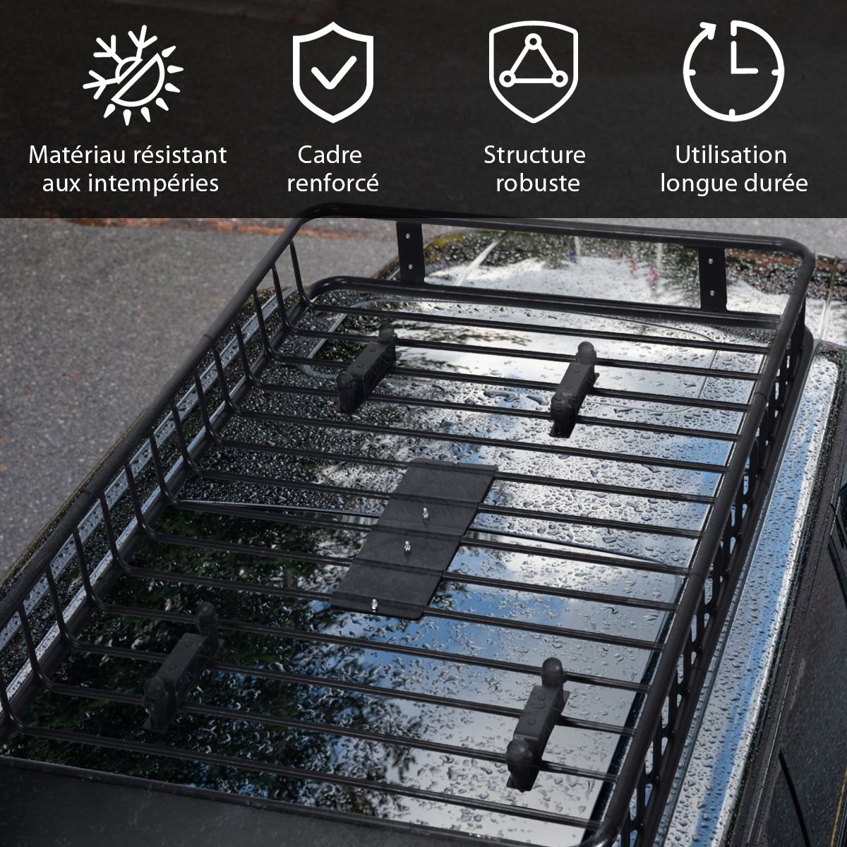 Universal Roof Rack 162 CM with 68 KG Capacity Roof Rack for Travel and Storage Black -