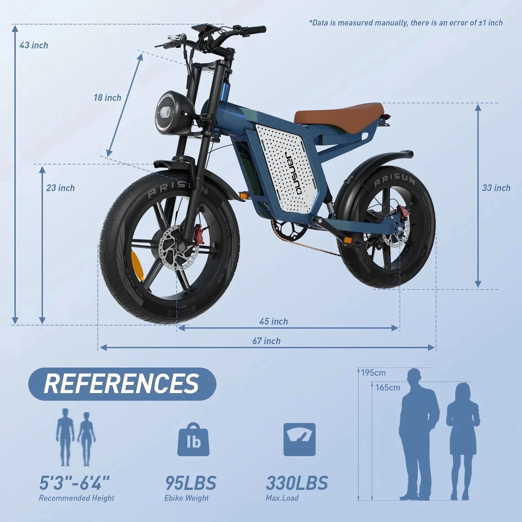 JANSNO X60 20" Fat Tire Ebike Electric Bike 1500W Dual Motor Dual Suspension 48V 23ah - Product image 5