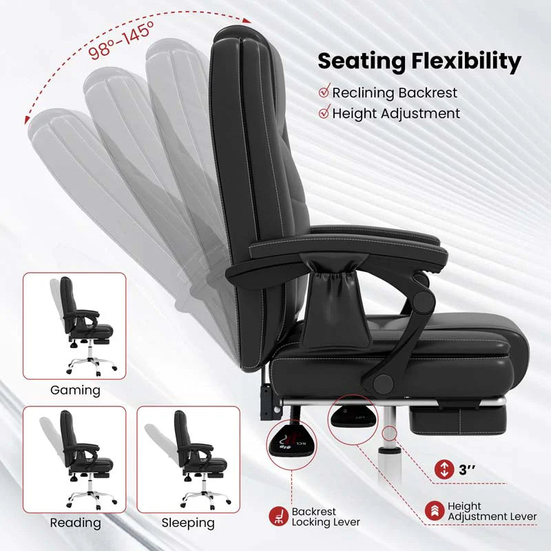 400 LBS Big and Tall Office Chair 6-Point Massage Executive Chair with Reclining Backrest - Product image 9