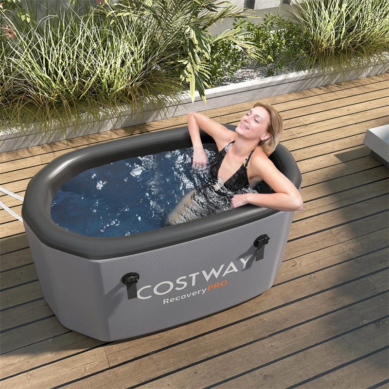 XL 129 Gal Oval Ice Bath Tub with Cover, Portable Inflatable Cold Plunge Tub with Backpack & Pump - Product image 23