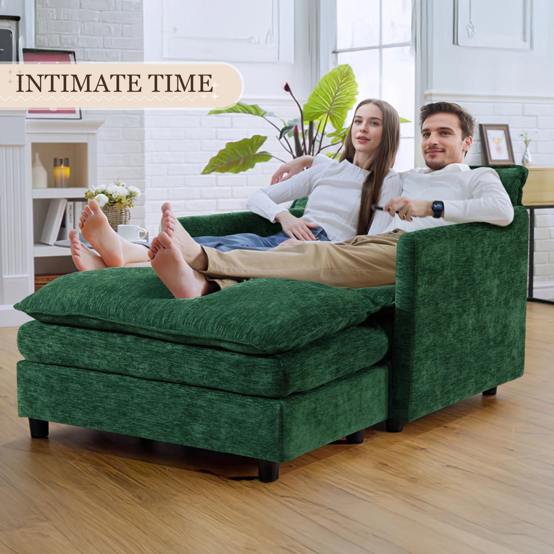 Muumblus Oversized Lounge Chair with Ottoman, Cloud Accent Armchair for Living Room, Beige Chenille - Product image 22