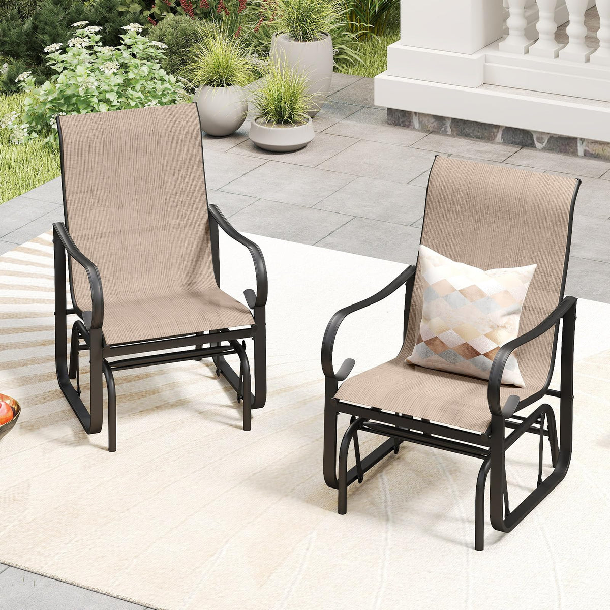 Tangkula Outdoor Glider Chairs Set of 2/4 with High Backrest Breathable Mesh Fabric and Metal Frame - Product image 2