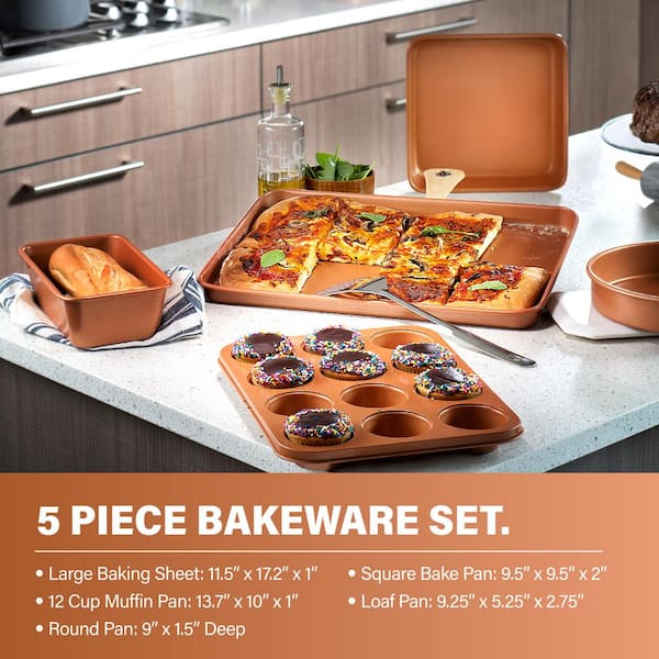 Hammered Copper 17-Piece Aluminum Nonstick Cookware Set - Product image 3