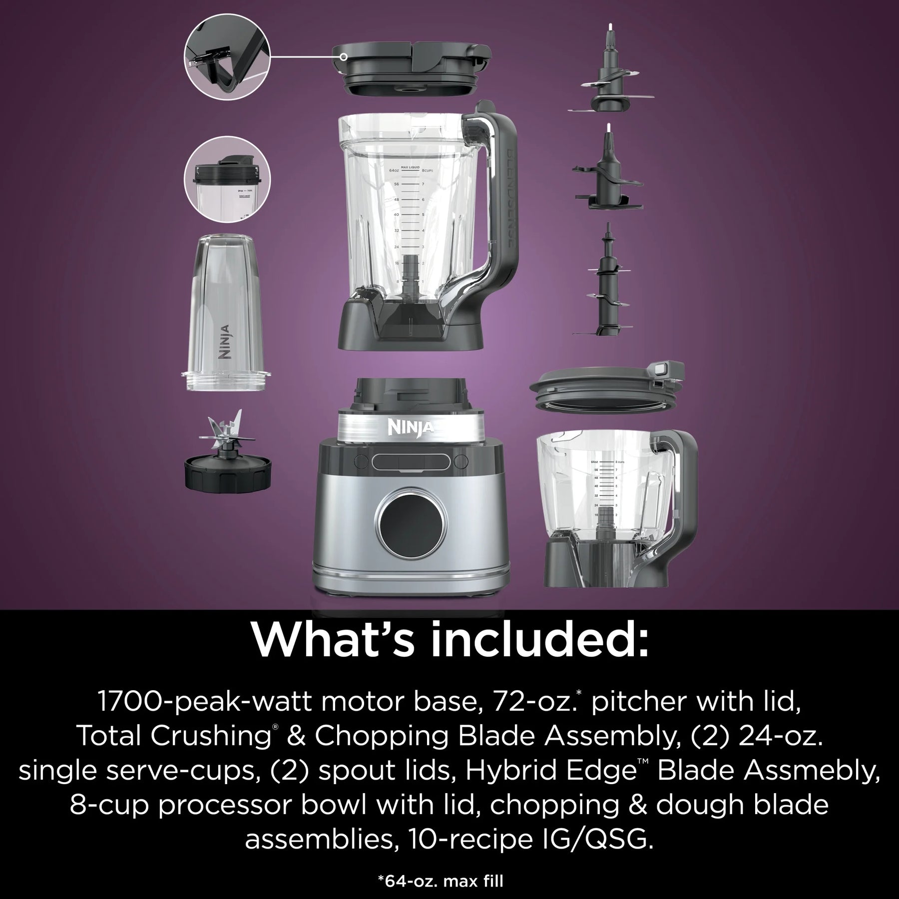 Ninja Detect Kitchen System Power Blender + Processor with Blend Sense Technology, Silver, TB400 - Product image 15