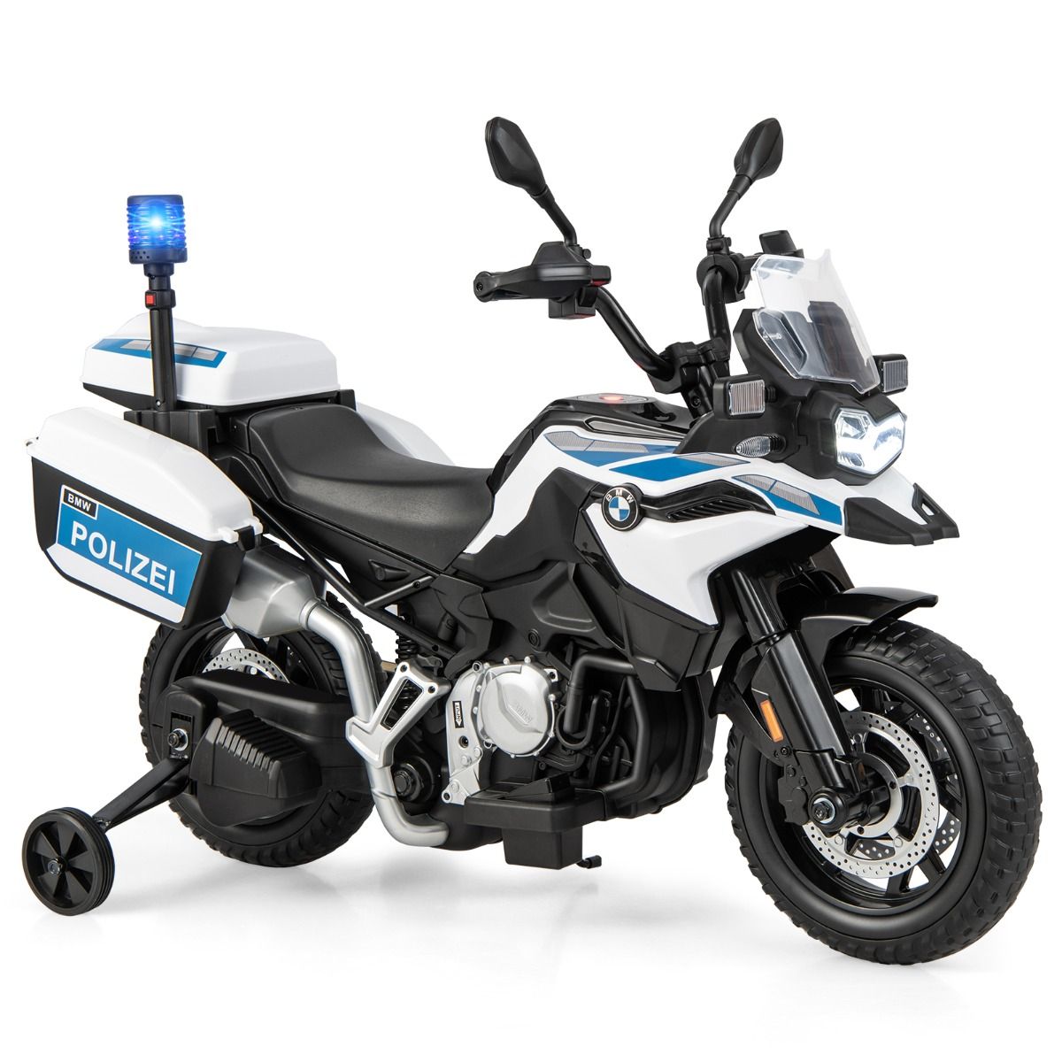 12V/7AH Electric Motorcycle for Children 6km/h Police Model with Horn Music Siren Headlights for 3-8 Years Old -