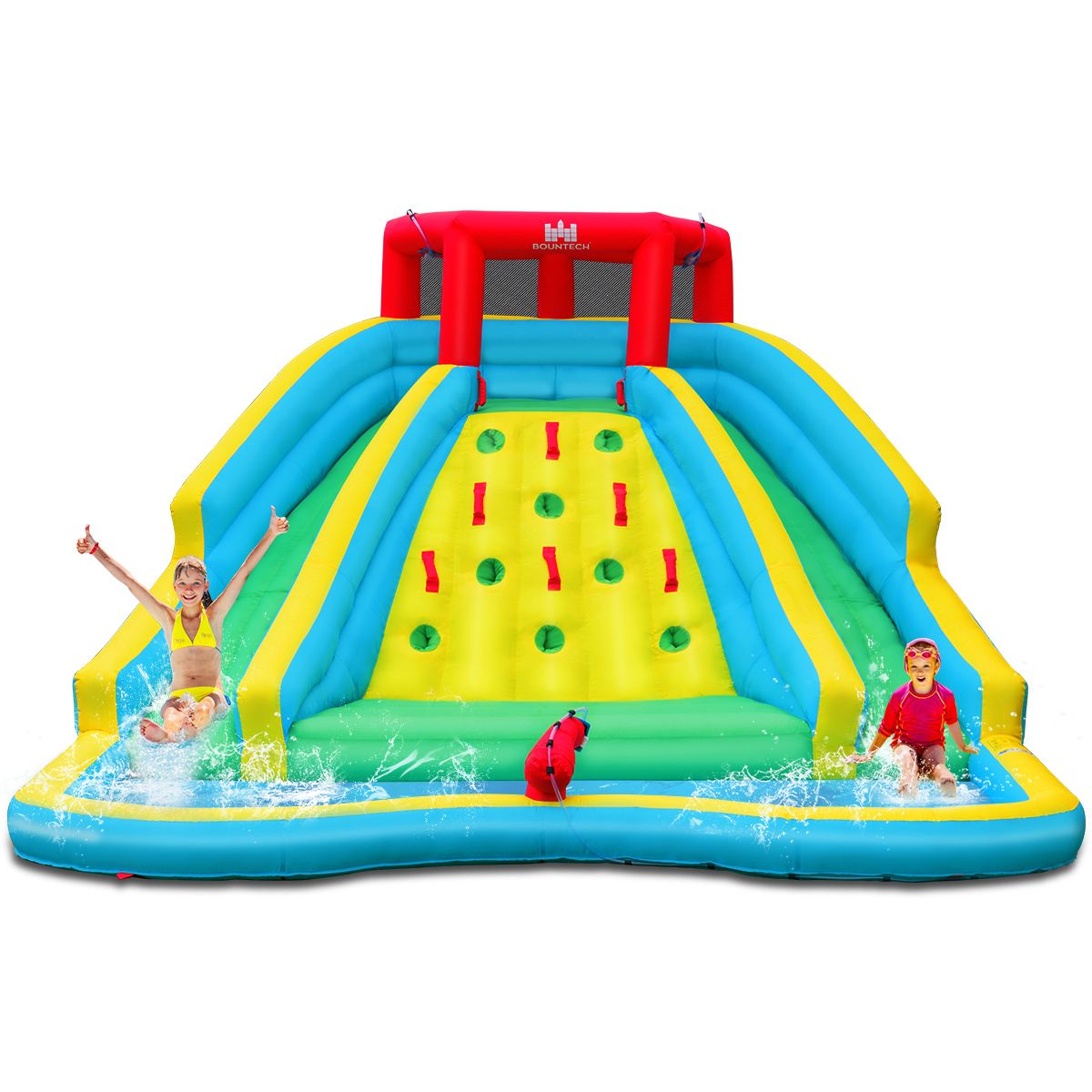 5 in 1 Inflatable Water Slide with Paddling Pool Inflatable Playground in Oxford with Climbing Wall Load 150kg for 3-10 Years (Without Blower) -