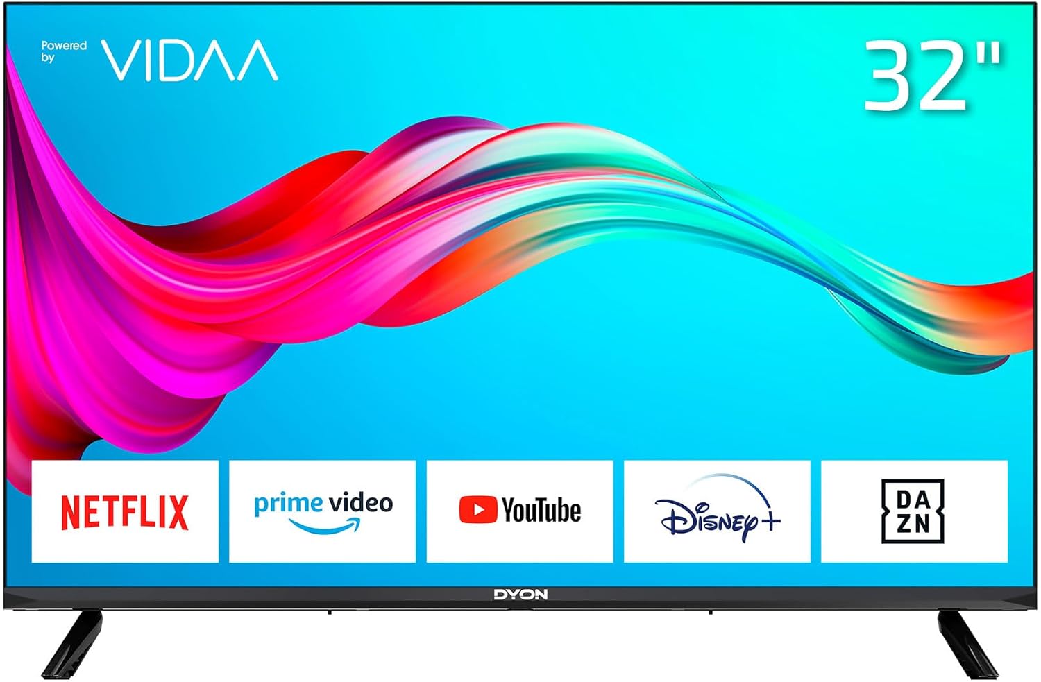 DYON Smart 32 VX 80 cm (32 inch) Television (HD Smart TV, HD Triple Tuner (DVB-C/-S2/-T2), App Store, Prime Video, Netflix, YouTube, DAZN, +), Black