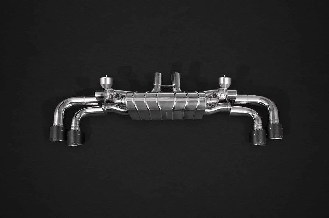 Porsche Cayenne Turbo 2019+ (536) Valved Catback Exhaust System, MidSilencer Delete, Carbon Tips, with E2P