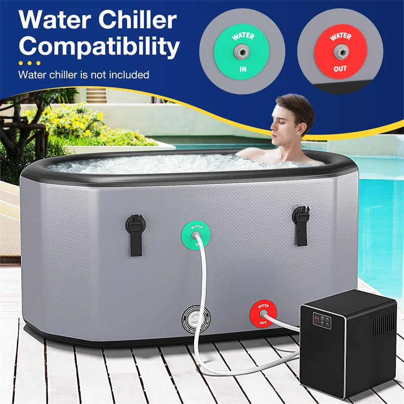 XL 129 Gal Oval Ice Bath Tub with Cover, Portable Inflatable Cold Plunge Tub with Backpack & Pump - Product image 18