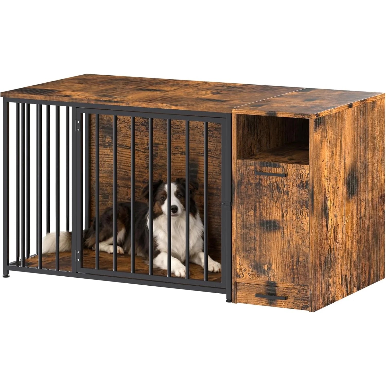 AECOJOY Dog Crate Furniture with Storage Cabinet, 42 Inch Wooden & Steel Decorative Indoor Kennel - Product image 1