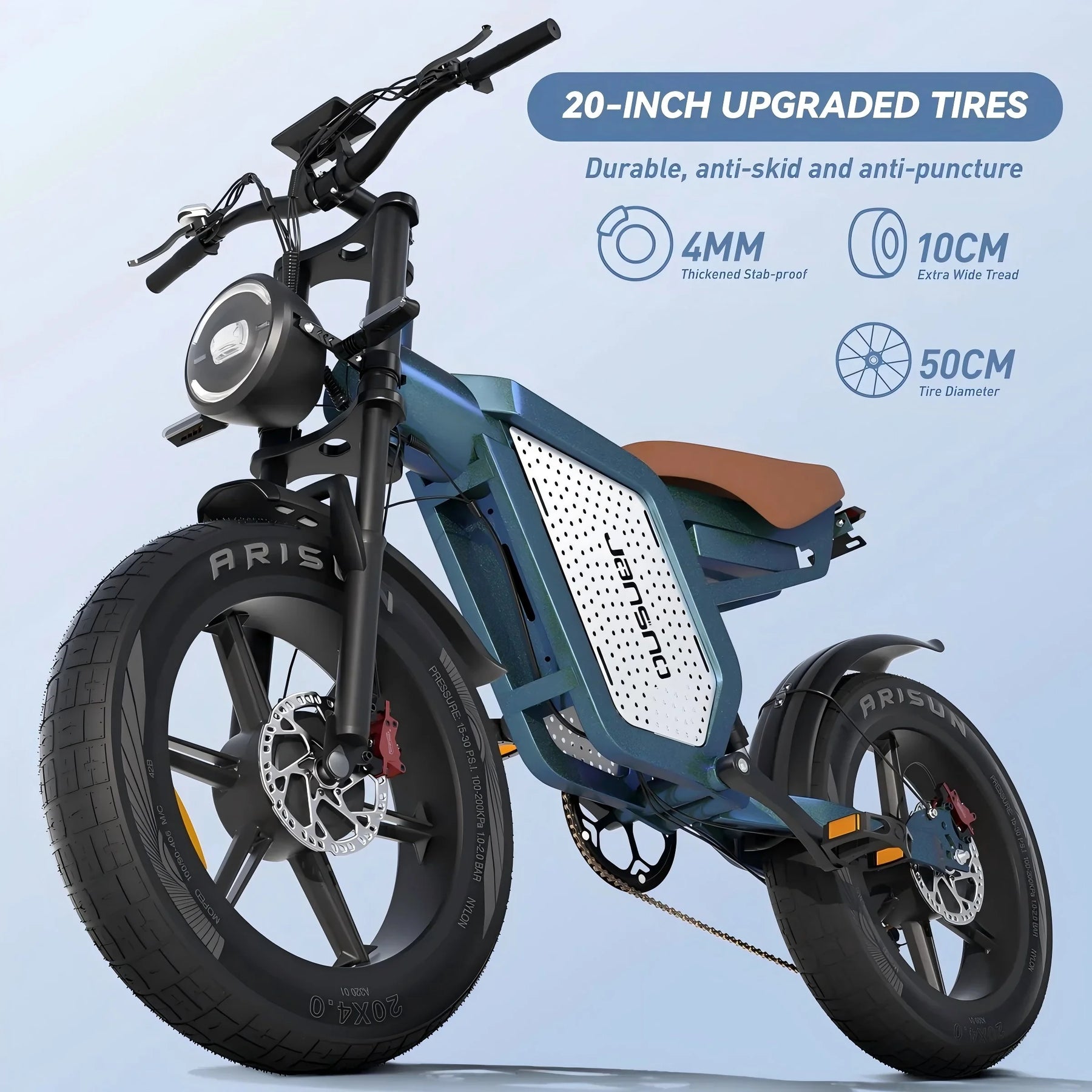 JANSNO X60 20" Fat Tire Ebike Electric Bike 1500W Dual Motor Dual Suspension 48V 23ah - Product image 8