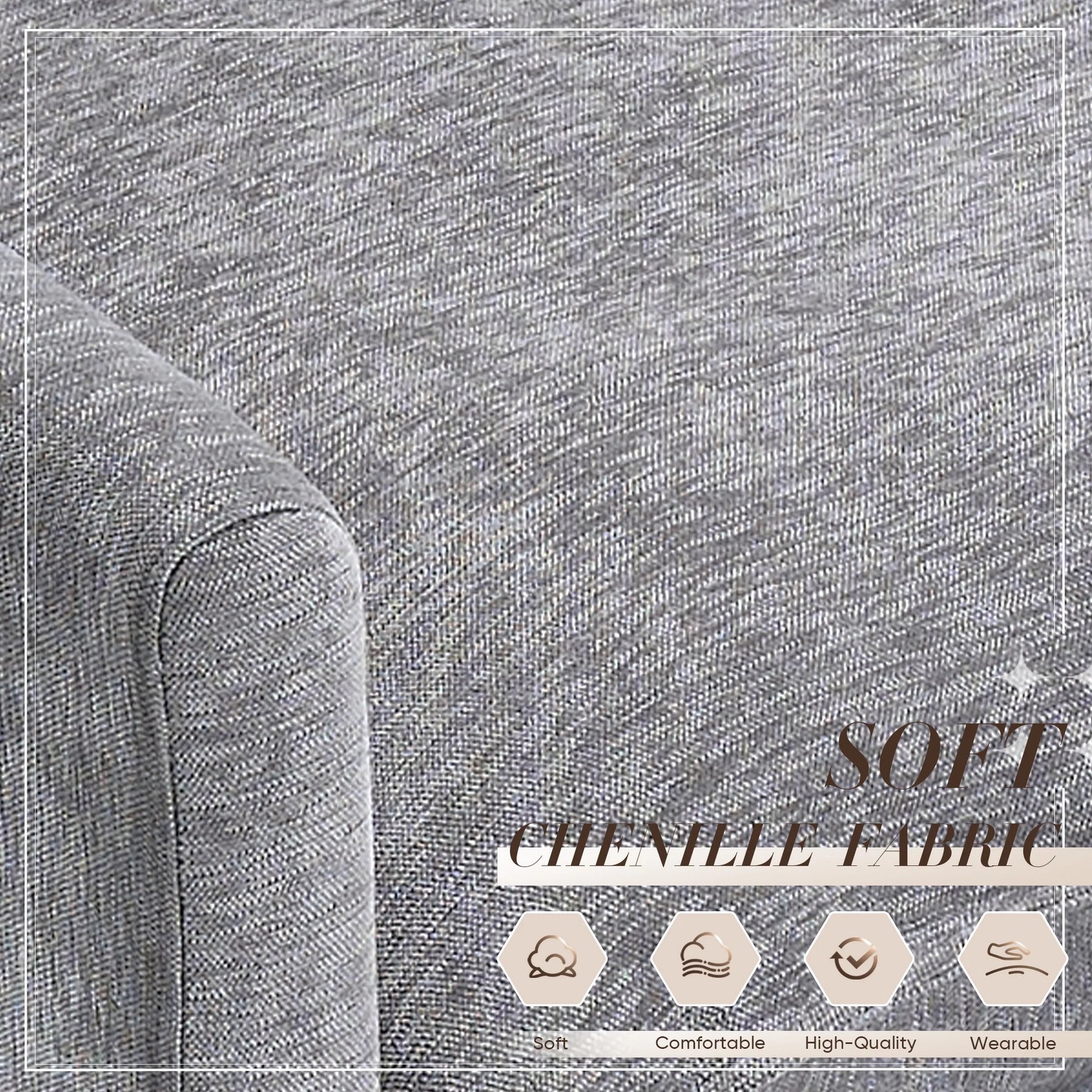 Muumblus Oversized Lounge Chair with Ottoman, Cloud Accent Armchair for Living Room, Beige Chenille - Product image 50