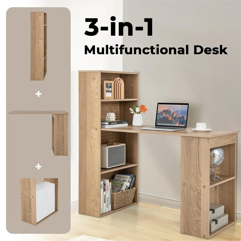 48" Computer Desk with 6-Tier Storage Shelves, 3-in-1 Reversible Writing Desk w/ Bookshelf & CPU Stand - Product image 30
