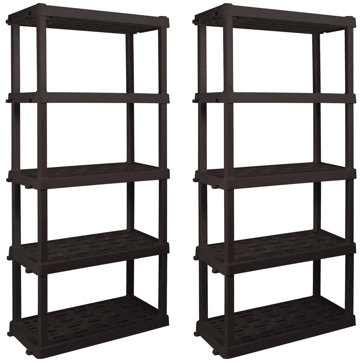 Hyper Tough Large 5 - Tier Shelving Unit, W36 x D18 x H74" Interlocking Multipurpose Organizer, Black, Pack of 2