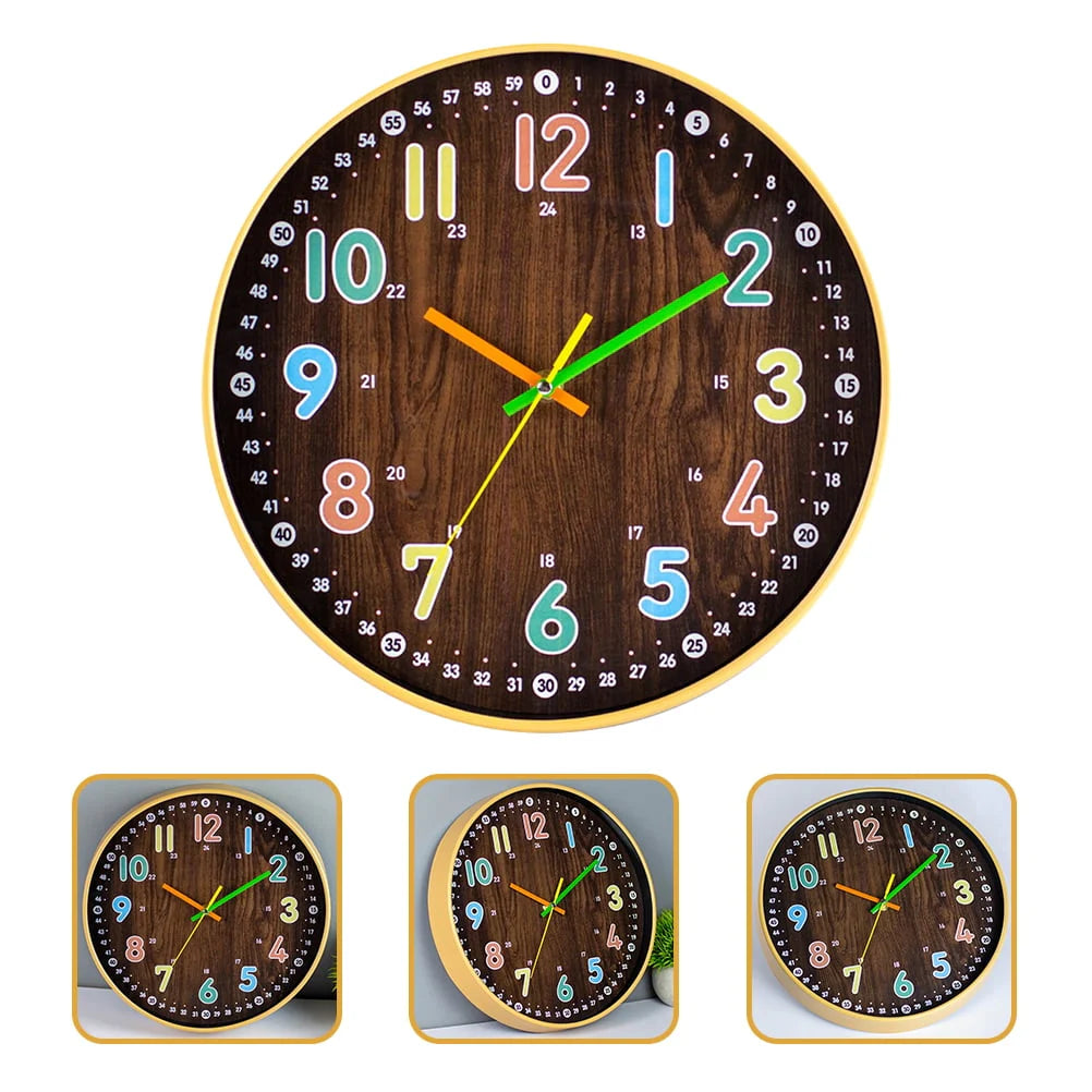 HOMEMAXS Kids Bedroom Wall Clock Simple Mute Wooden Clock Round Wall Decor Precise Wall Clock - Product image 3