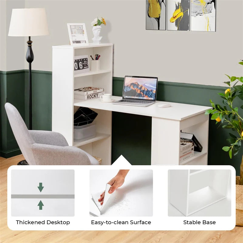 48" Computer Desk with 6-Tier Storage Shelves, 3-in-1 Reversible Writing Desk w/ Bookshelf & CPU Stand - Product image 5