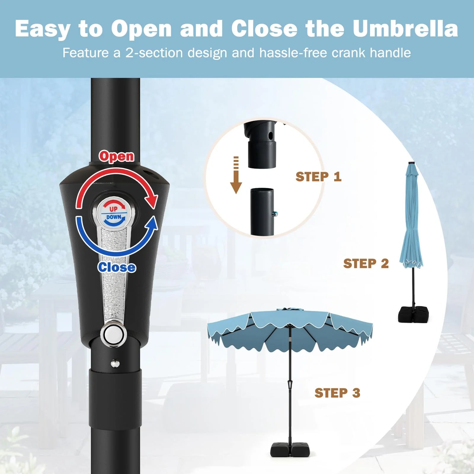 Tangkula 9 FT Patio Umbrella with Base Included - Product image 7