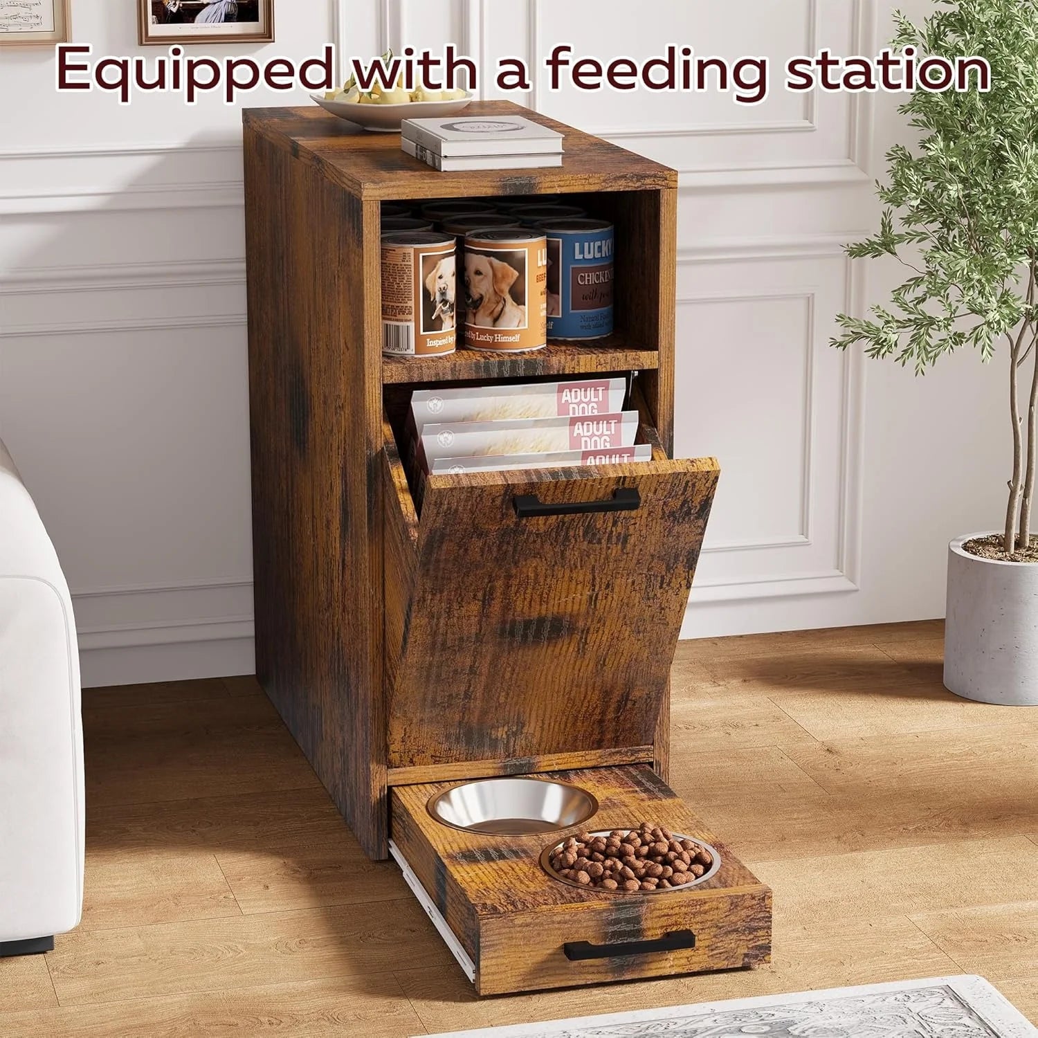 AECOJOY Dog Crate Furniture with Storage Cabinet, 42 Inch Wooden & Steel Decorative Indoor Kennel - Product image 2