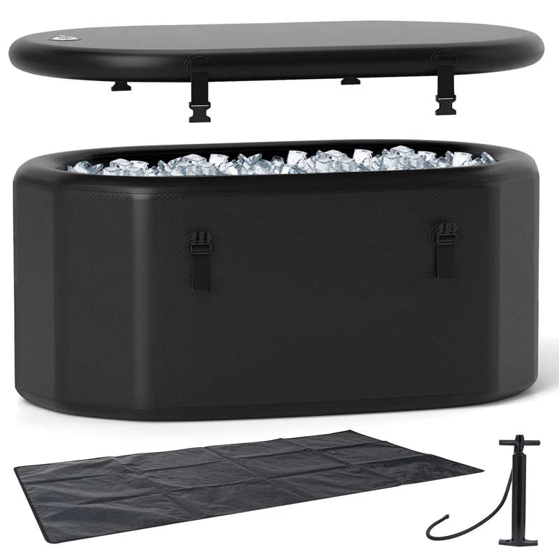 XL 129 Gal Oval Ice Bath Tub with Cover, Portable Inflatable Cold Plunge Tub with Backpack & Pump - Product image 2