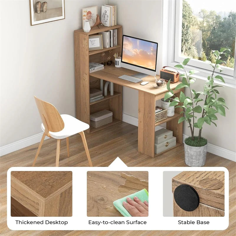 48" Computer Desk with 6-Tier Storage Shelves, 3-in-1 Reversible Writing Desk w/ Bookshelf & CPU Stand - Product image 27
