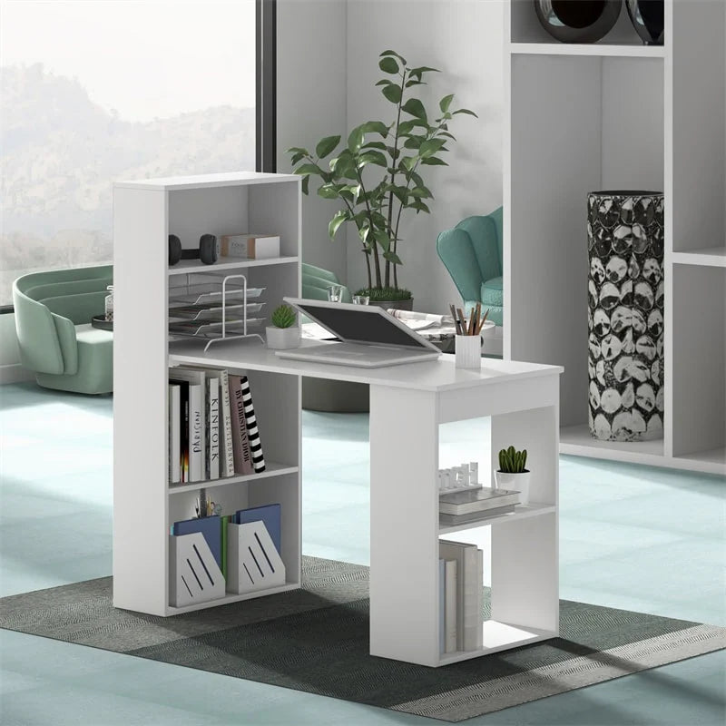 48" Computer Desk with 6-Tier Storage Shelves, 3-in-1 Reversible Writing Desk w/ Bookshelf & CPU Stand - Product image 10
