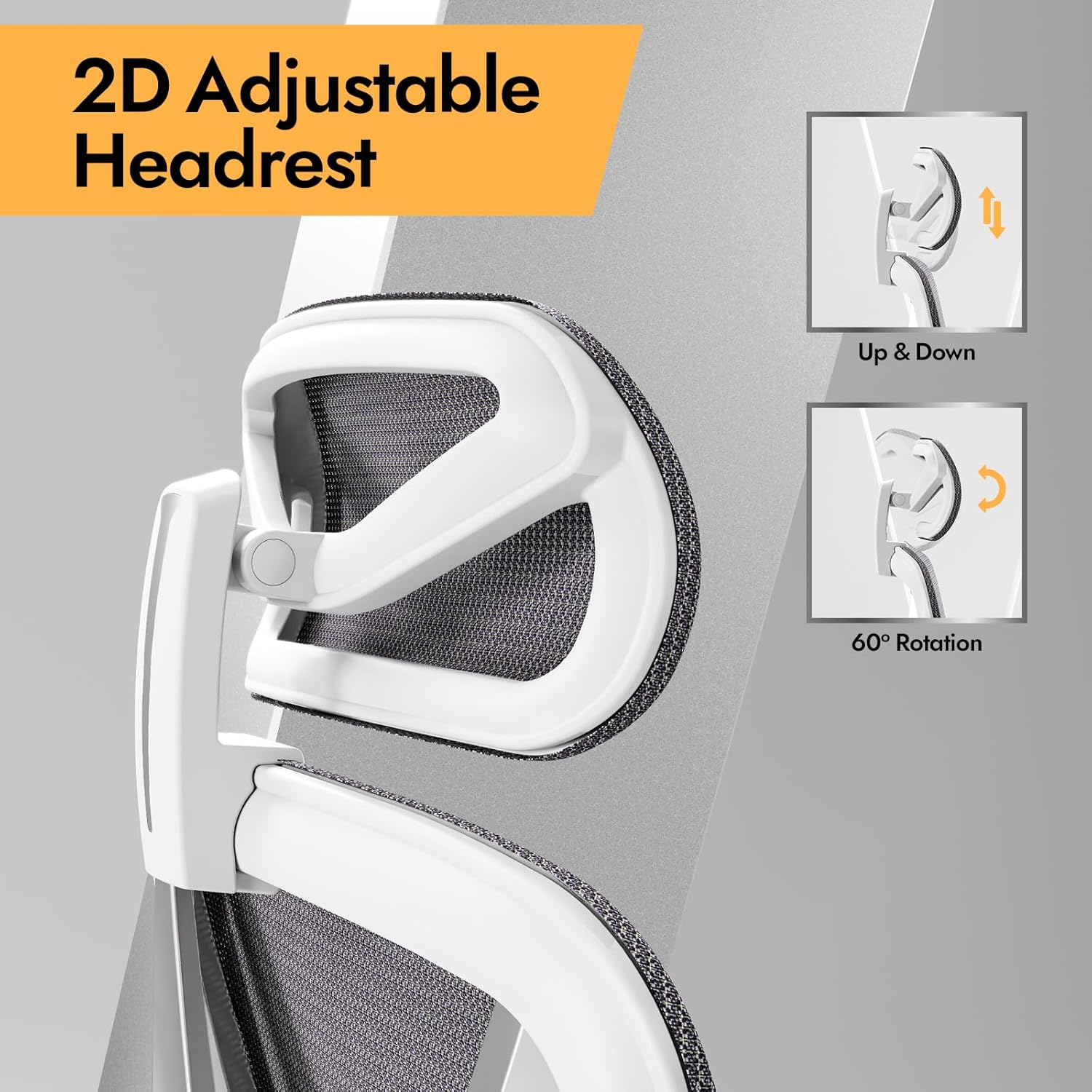 HOLLUDLE Ergonomic Office Chair with 3D Lumbar Support & Adjustable 3D Armrests – V-Back Design, Comfortable Office Chair for Office and Home, White