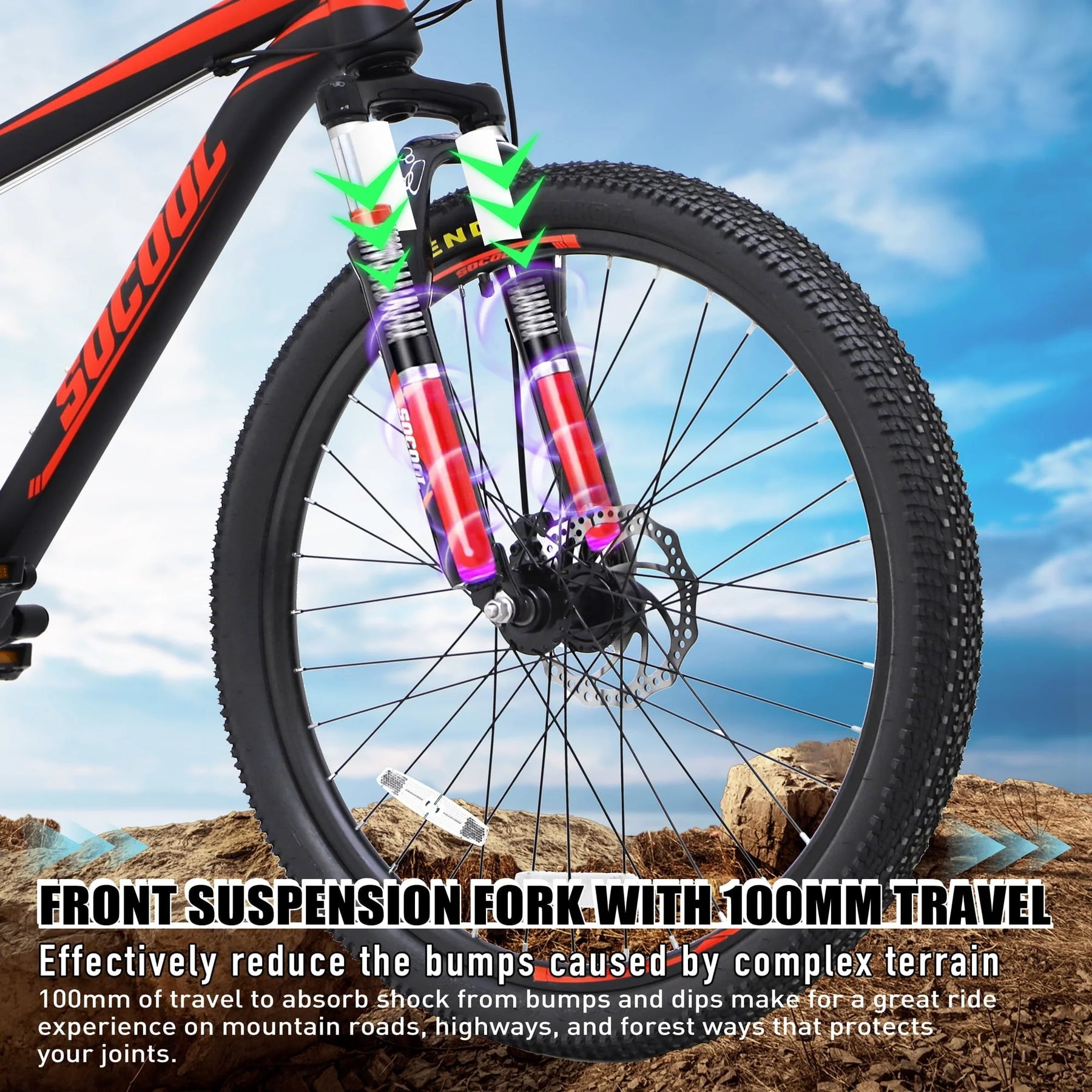 SOCOOL Adult Mountain Bike, Stainless Steel Frame, 26 in Wheels, Hardtail Bicycle for Mens Womens - Product image 3
