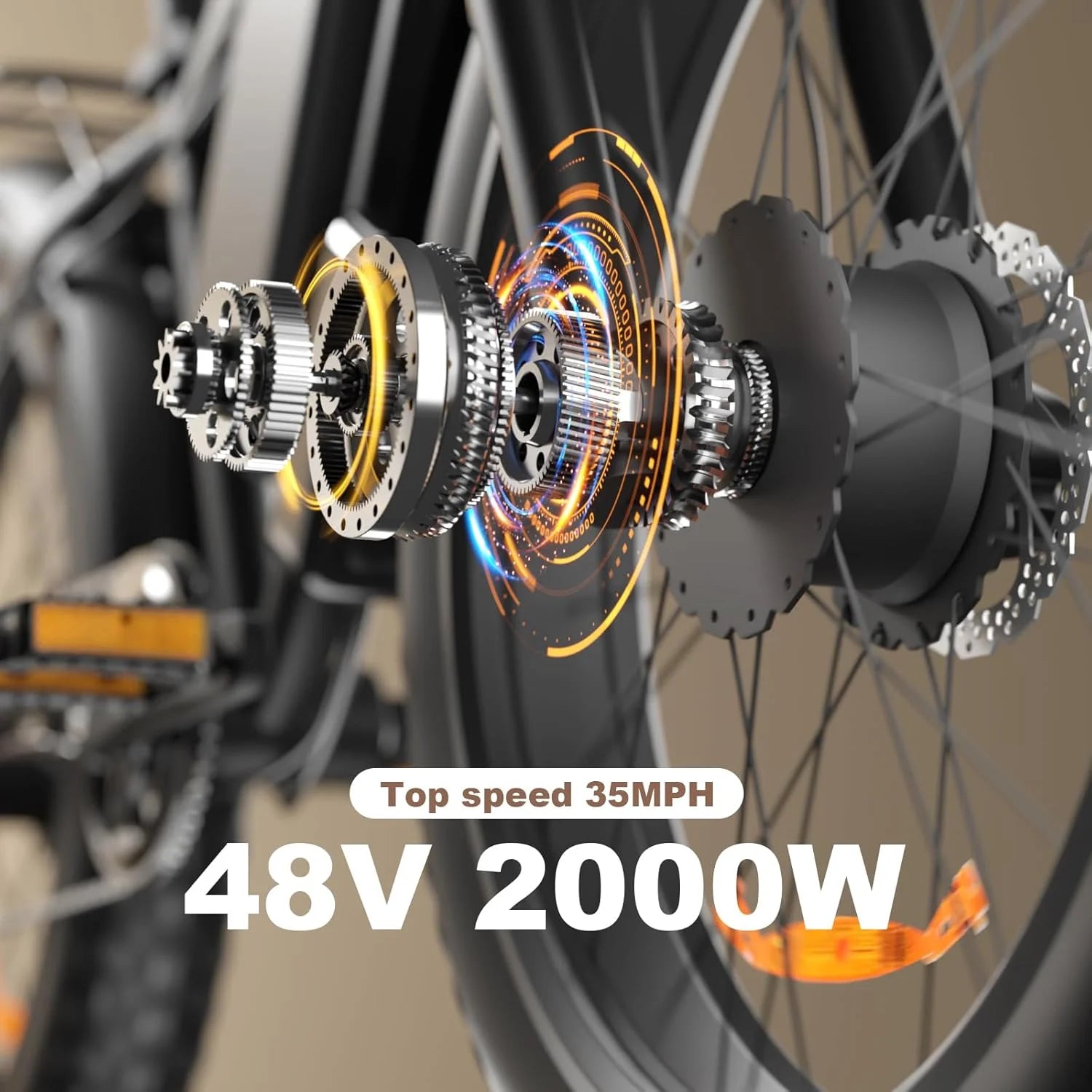 2000W Electric Bike for Adults 48V 22.4AH Ebikes 35MPH Mountain Ebike 26" Fat Tire - Product image 2