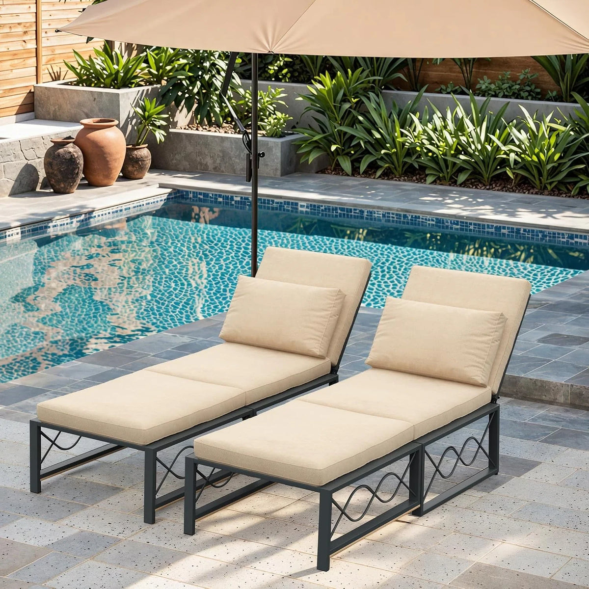 AECOJOY Outdoor Metal Chaise Lounge Chair, Convertible Patio Armchair with Cushions - Product image 11
