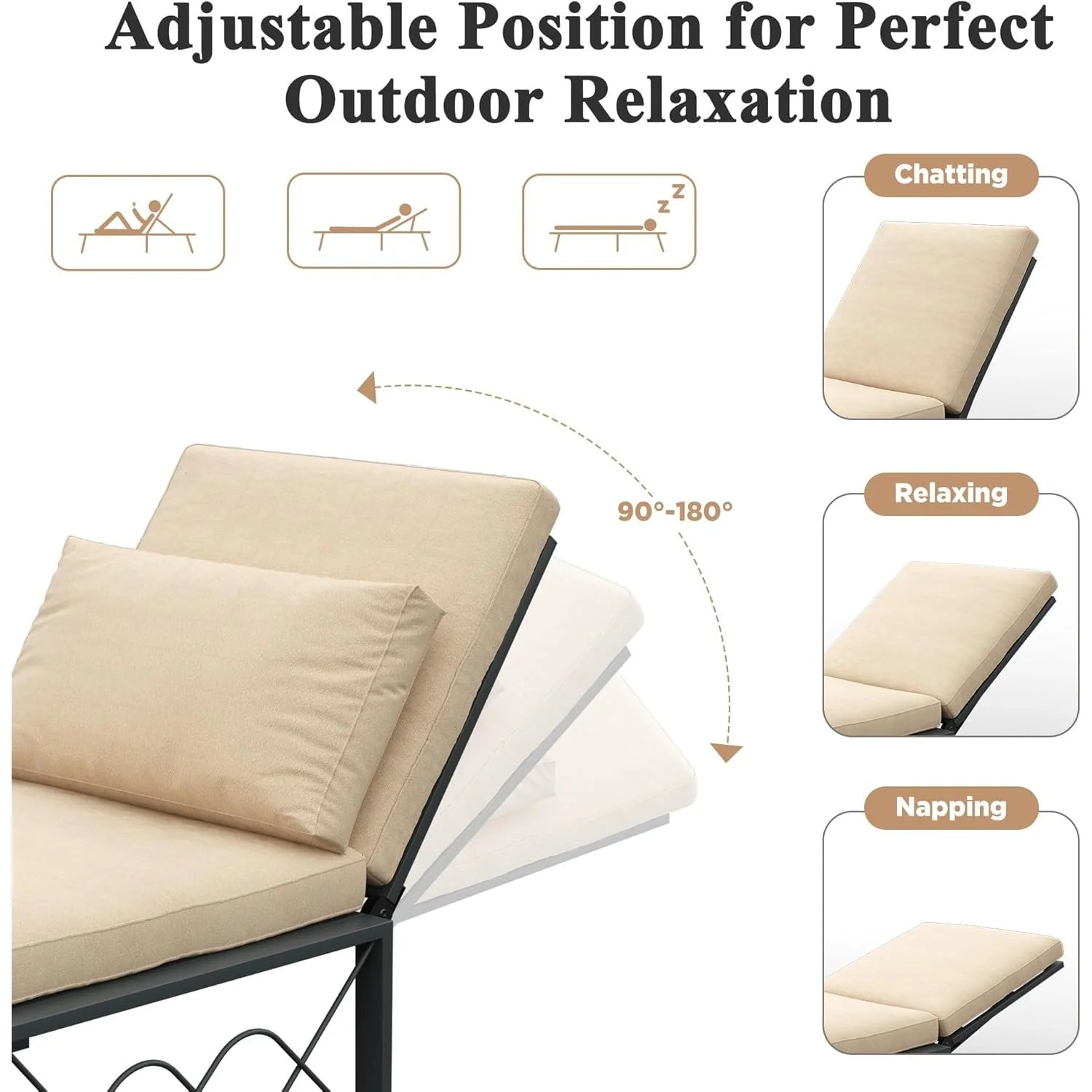AECOJOY Outdoor Metal Chaise Lounge Chair, Convertible Patio Armchair with Cushions - Product image 12