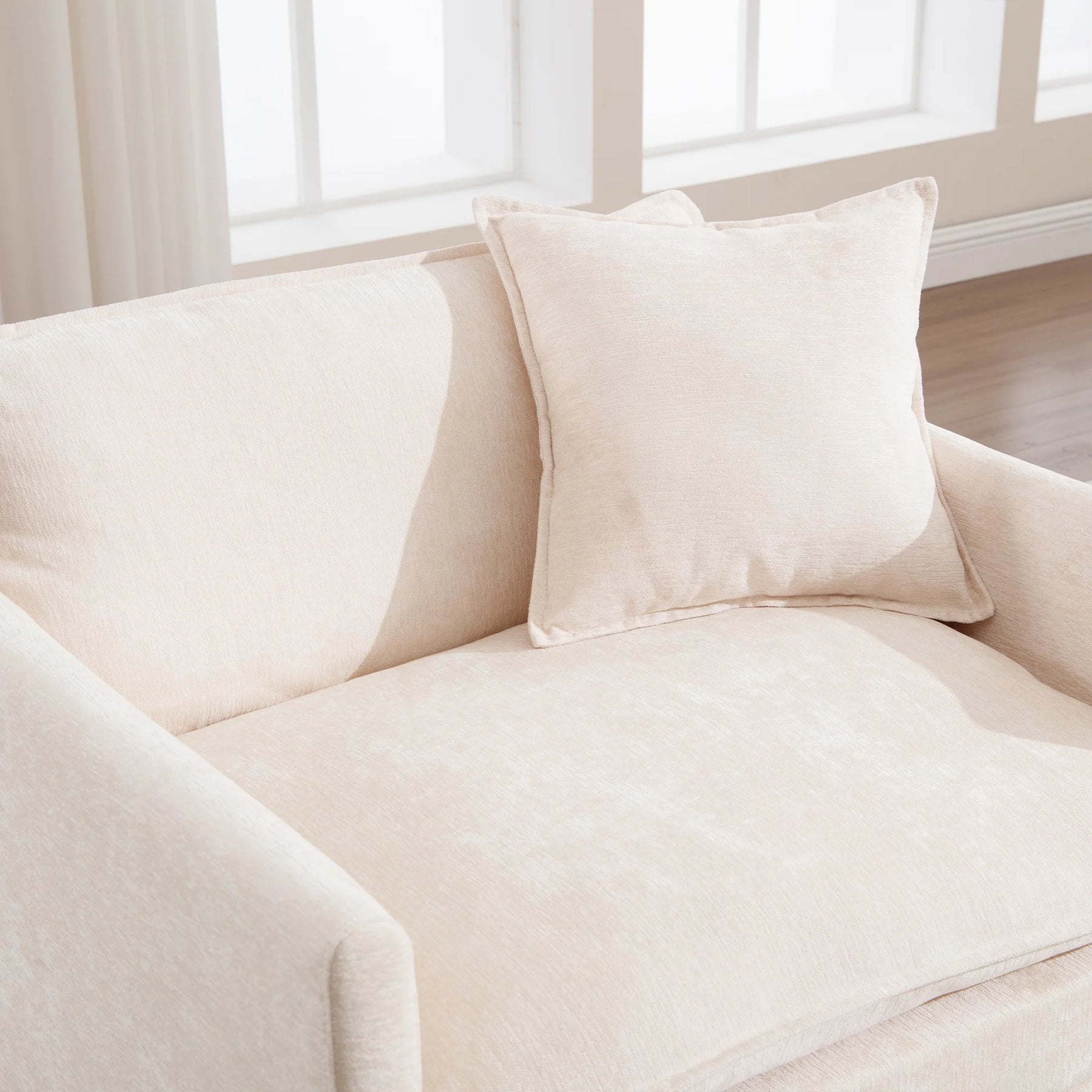 Muumblus Oversized Lounge Chair with Ottoman, Cloud Accent Armchair for Living Room, Beige Chenille - Product image 2
