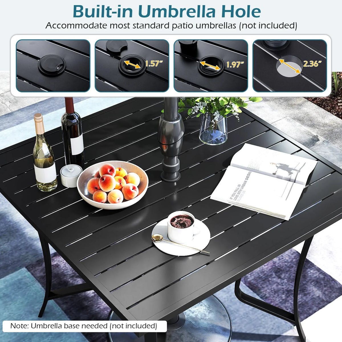 Tangkula 5 Pieces Patio Dining Set for 4 with Umbrella Hole - Product image 6