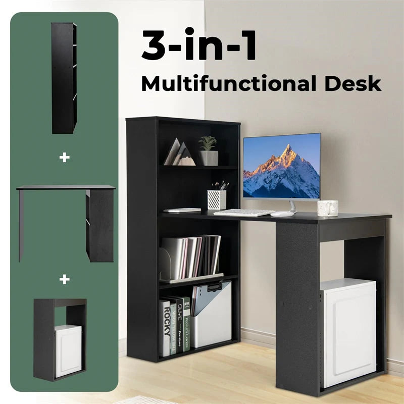 48" Computer Desk with 6-Tier Storage Shelves, 3-in-1 Reversible Writing Desk w/ Bookshelf & CPU Stand - Product image 14