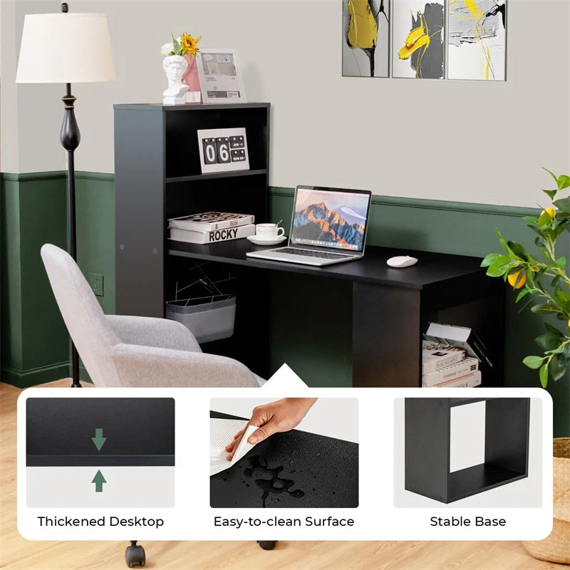 48" Computer Desk with 6-Tier Storage Shelves, 3-in-1 Reversible Writing Desk w/ Bookshelf & CPU Stand - Product image 16