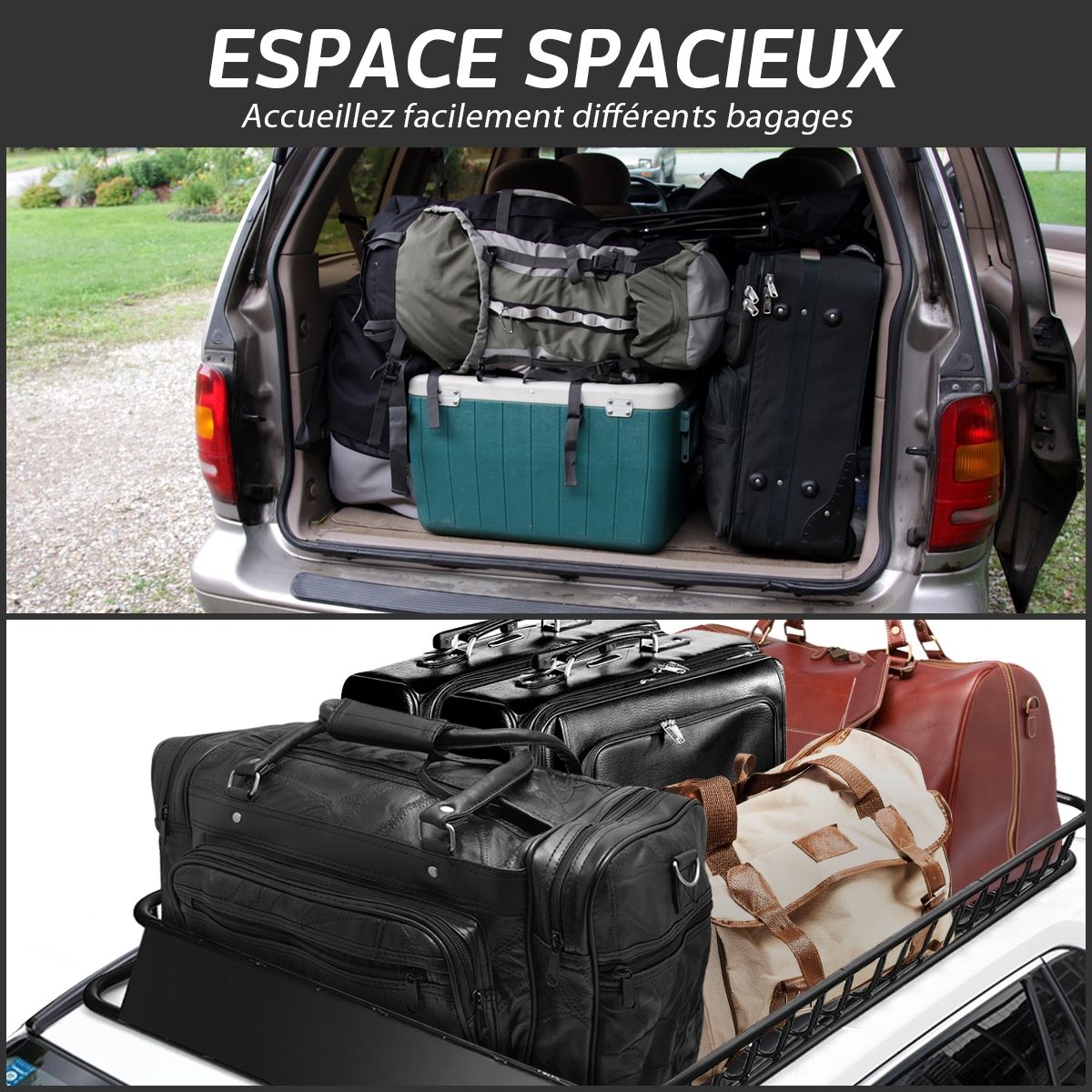 Universal Roof Rack 162 CM with 68 KG Capacity Roof Rack for Travel and Storage Black -