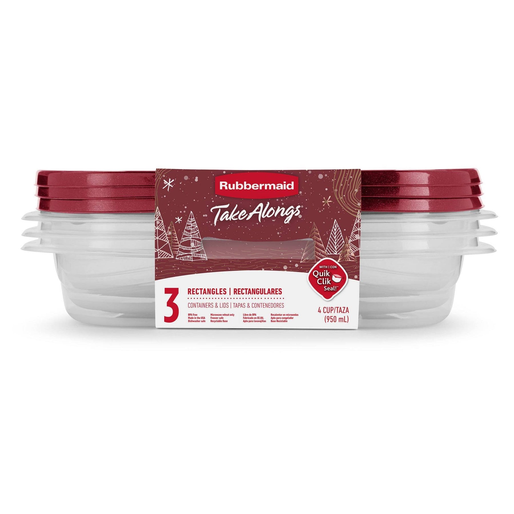 Rubbermaid TakeAlongs Rhubarb Rectangle Container Storage Set - 3 ct - Product image 1