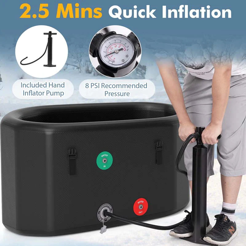 XL 129 Gal Oval Ice Bath Tub with Cover, Portable Inflatable Cold Plunge Tub with Backpack & Pump - Product image 10