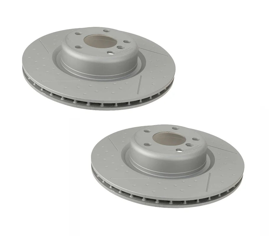 Rear Dimpled & Slotted Brake Rotor Kit (345x24) - BMW F2x 228i / F3x 320i & more (fits many models check fitment)